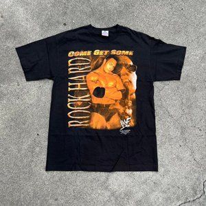 Vintage 2000s WWE Dwayne Johnson The Rock “Come Get Some Rock Hard” Wrestling Te